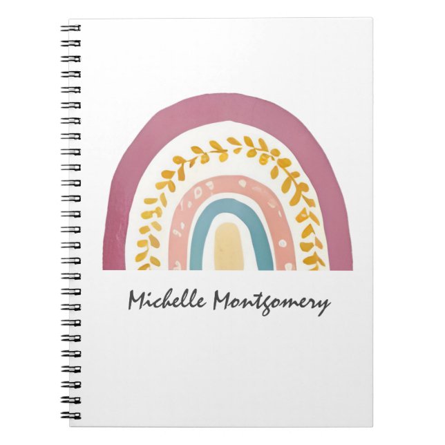 Carnet Aquarelle Moderne Bohème Arc-en-Ciel Personnalisé (Devant)