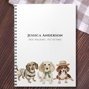 Carnet Aquarelle moderne chien de marche animal de compag