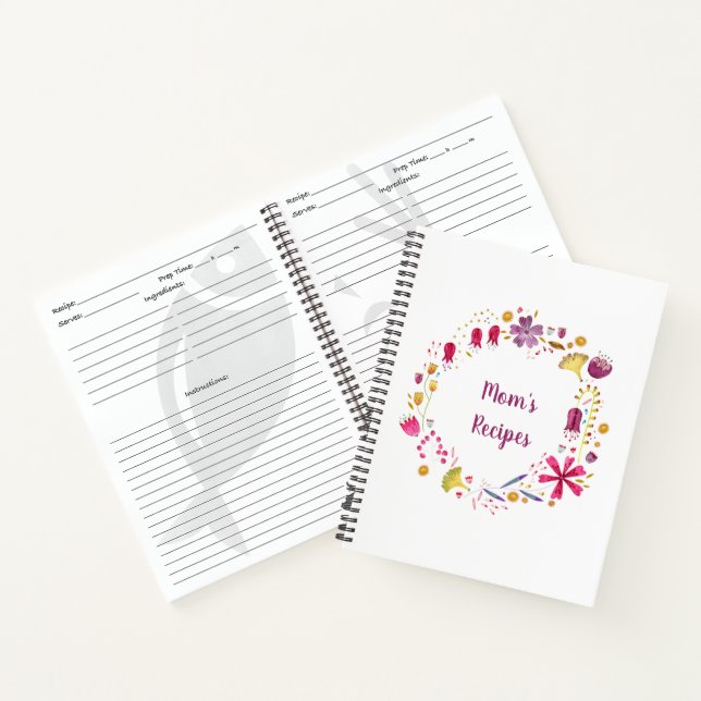 Carnet Aquarelle moderne couronne florale Texte personnal (Intérieur)