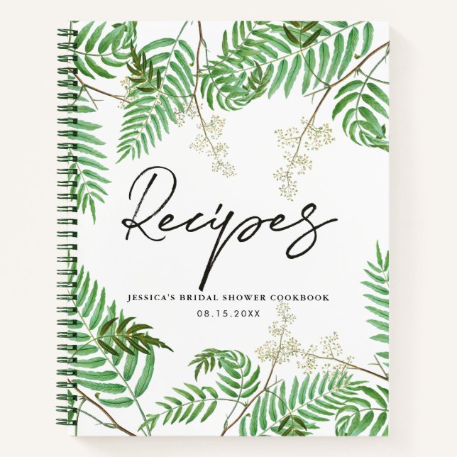 Carnet Aquarelle moderne Fête des mariées verte Recette (Devant)