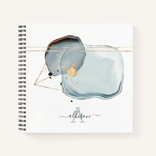Carnet Aquarelle Moderne Monogramme Spirale Notebook (Devant)