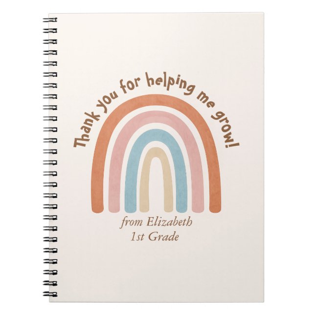 Carnet Aquarelle moderne Rainbow Teacher Merci (Devant)
