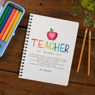 Carnet Aquarelle moderne Rainbow Teacher Merci