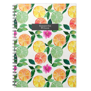 Carnet Aquarelle Motif de fruits d'agrumes