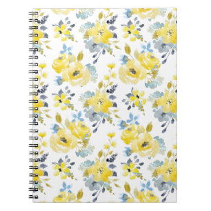 Carnet Aquarelle Motif Floral Jaune