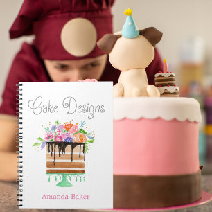Carnet Aquarelle motifs de gâteaux floraux