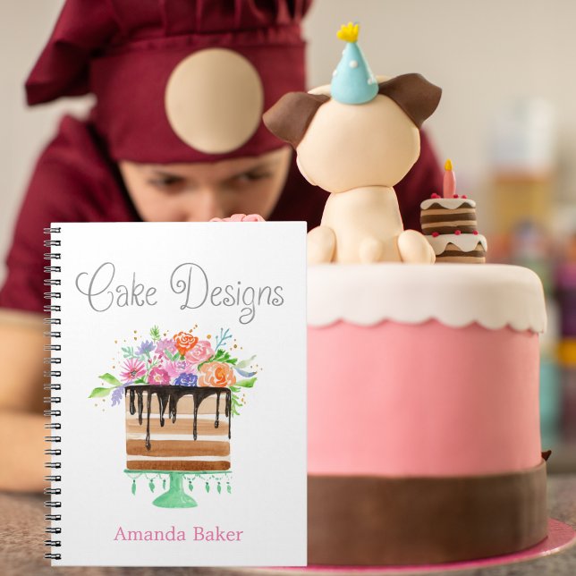 Carnet Aquarelle motifs de gâteaux floraux (Créateur téléchargé)