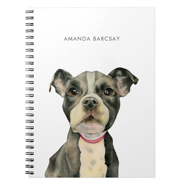 Carnet Aquarelle noire et blanche mignonne de chiot de (Devant)