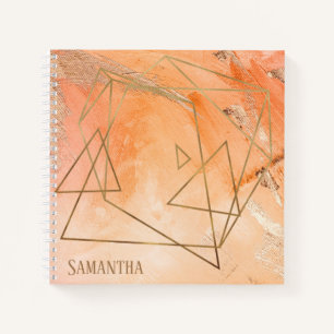 Carnet Aquarelle or orange Nom Abstrait Typographie