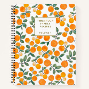 Carnet Aquarelle Orange Citrus Recette personnalisée