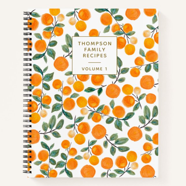 Carnet Aquarelle Orange Citrus Recette personnalisée (Devant)