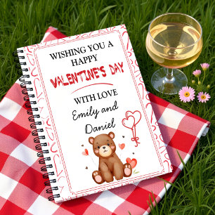 Carnet Aquarelle Ours Saint Valentin personnalisée