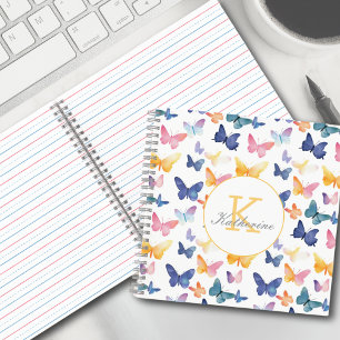 Carnet Aquarelle papillon Couleur Motif coloré Nom person