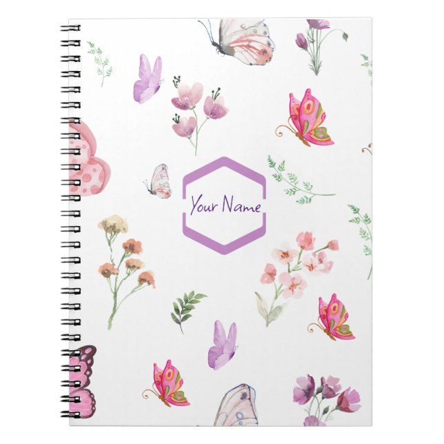 Carnet Aquarelle papillon que vous pouvez customiser (Devant)