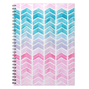 Carnet Aquarelle peinte à la main dégradé géométrique ble