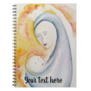 Carnet Aquarelle personnalisable Vierge et enfant