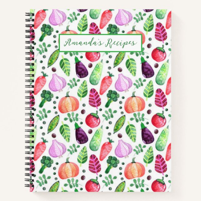 Carnet Aquarelle personnalisée Recette de jardin végétal (Devant)