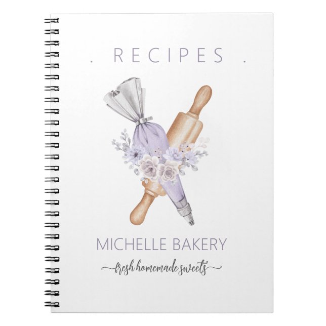 Carnet Aquarelle Purple Boulangerie outils floraux Recett (Devant)