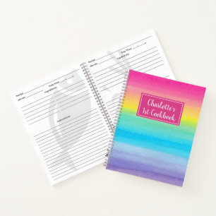 Carnet Aquarelle Rainbow Girls Kids Cookbook Recette