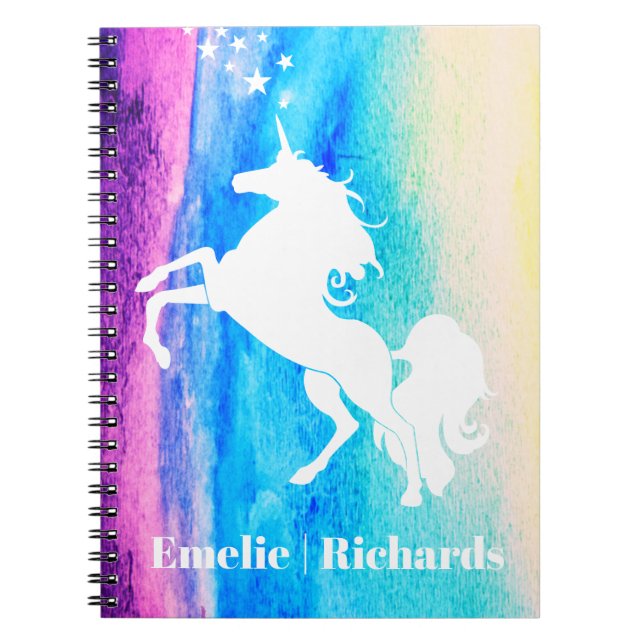 Carnet Aquarelle Rainbow Unicorn (Devant)