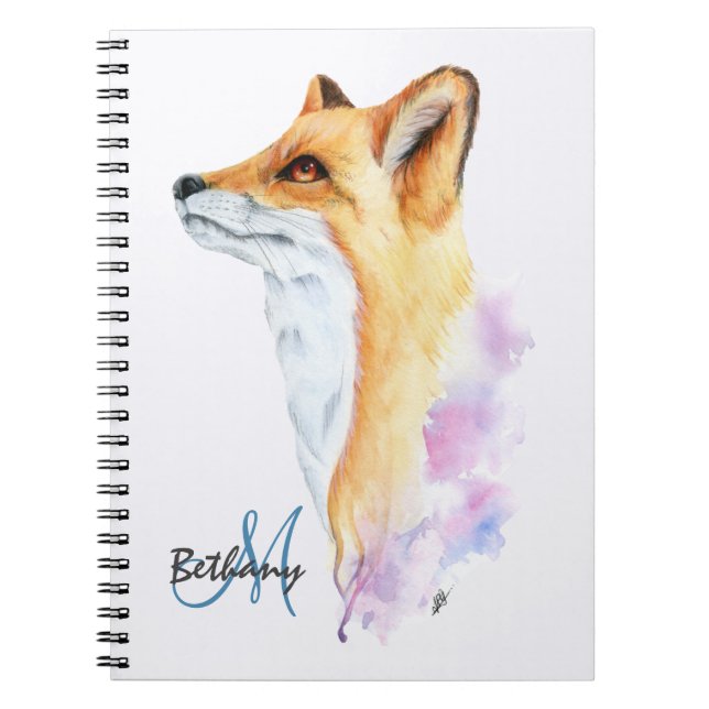 Carnet Aquarelle Red Fox personnalisée (Devant)
