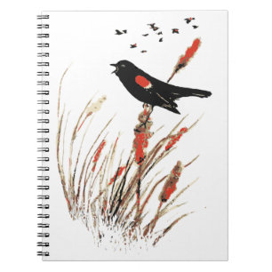 Carnet Aquarelle Red Wing Blackbird Oiseau Art de la natu