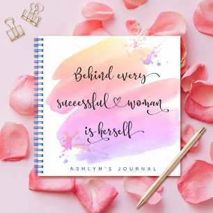 Carnet Aquarelle rose Femme réussie Script Gratitude