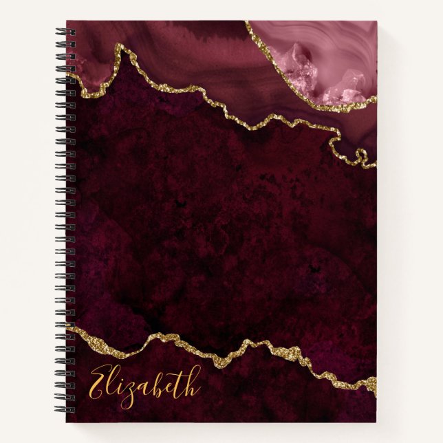 Carnet Aquarelle Rose Gold Marble Agate Géode (Devant)