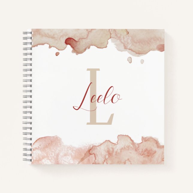Carnet Aquarelle rose Jolie Esquisse personnalisée (Devant)