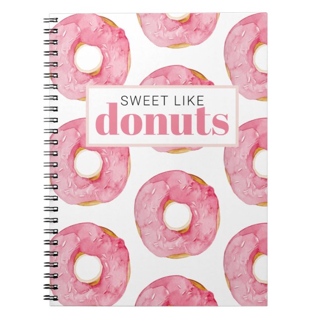 Carnet Aquarelle rose moderne douce comme les beignets Ci (Devant)