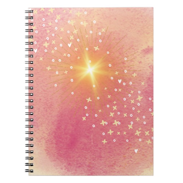 Carnet Aquarelle rose orange jaune étoile Ombre (Devant)