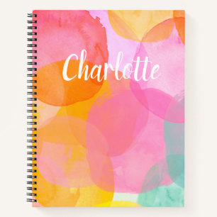 Carnet Aquarelle rose pâle Nom du monogramme du script pe