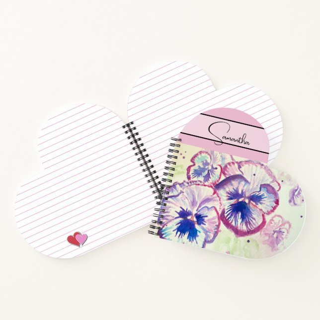 Carnet Aquarelle rose Pansy Pansies florale Fleur Blush (Intérieur)