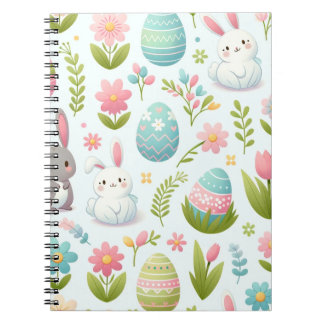 Carnet Aquarelle rose pastel Lapin de Pâques Avec Fleurs