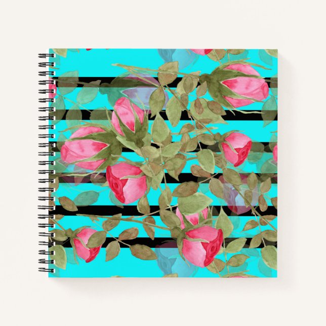 Carnet Aquarelle rose roses fleurs florales romantique pr (Devant)