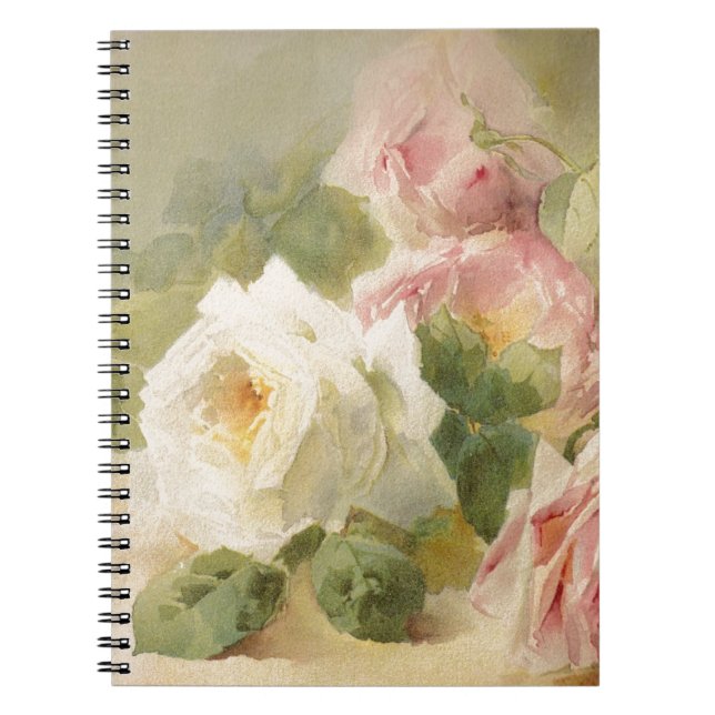 Carnet Aquarelle rose victorienne vintage (Devant)