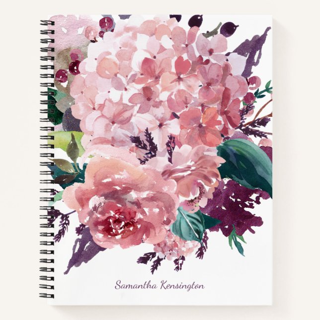Carnet Aquarelle rose vintage (Devant)