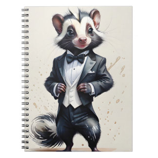 Carnet Aquarelle Skunk Tuxedo Cravate noire Handicap
