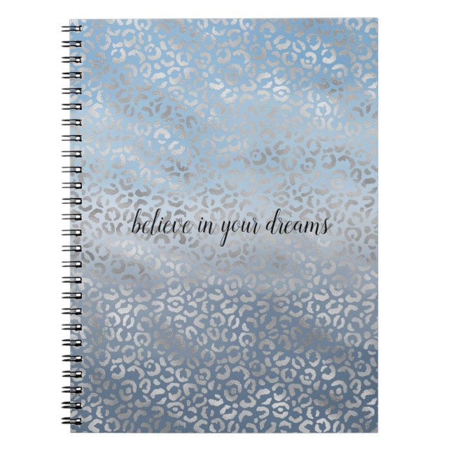 Carnet Aquarelle Smoky Blue Ombre Empreinte de léopard en (Devant)