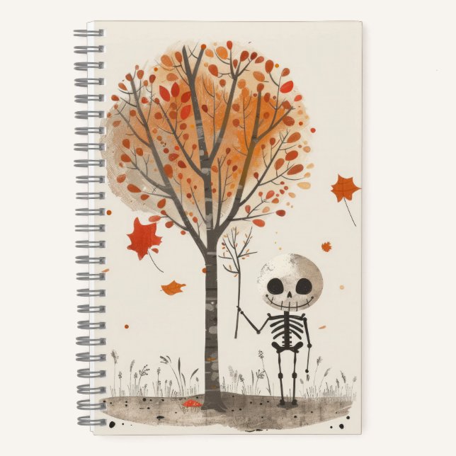 Carnet Aquarelle Squelette mignonne et Halloween Éffrayan (Recto)