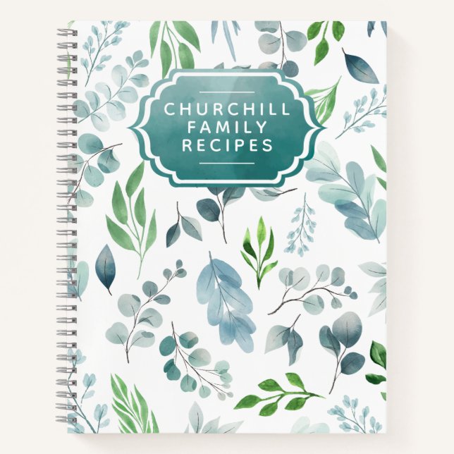 Carnet Aquarelle stylish Botanical Personnalisé Recette (Devant)