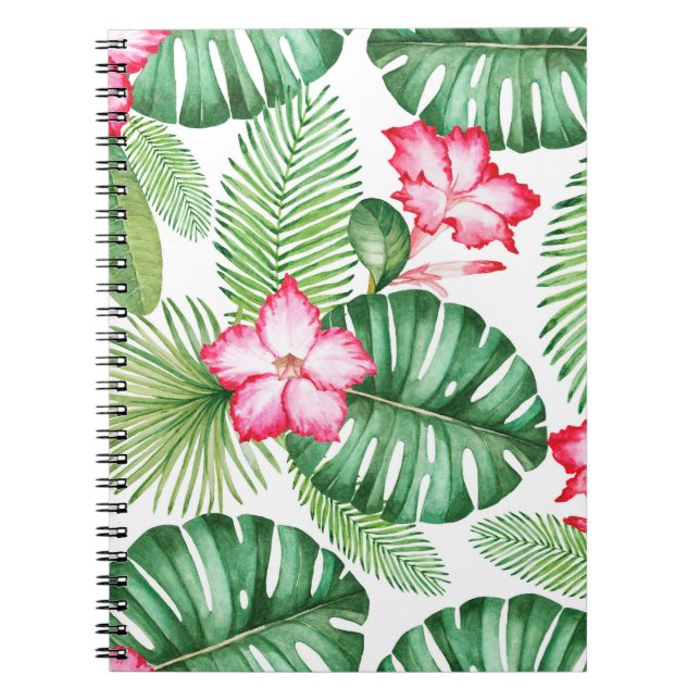 Carnet Aquarelle transparente motif tropical (Devant)