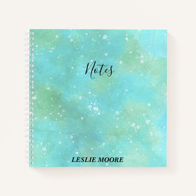 Carnet Aquarelle Turquoise Avec Pointes Blanches (Devant)