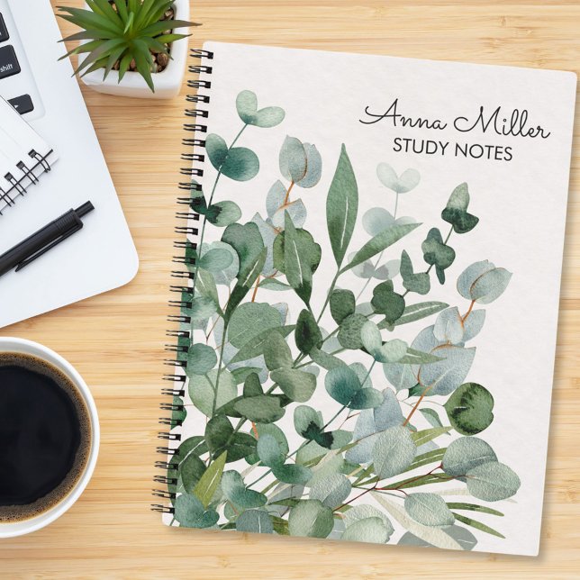 Carnet Aquarelle Vert feuillage Feuille Moderne (In situ)