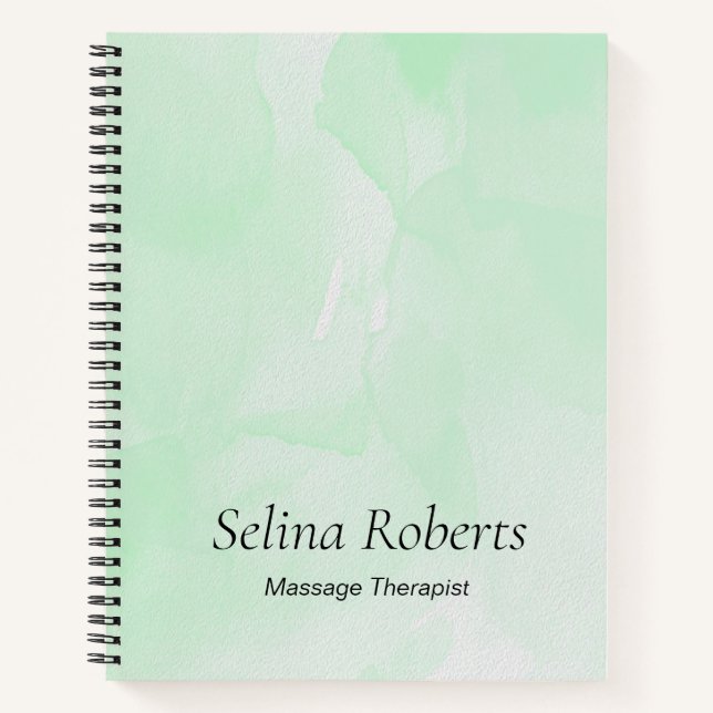 Carnet Aquarelle verte du nom personnalisé (Devant)