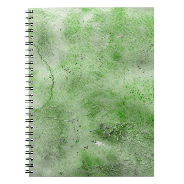 Carnet Aquarelle verte et textures papier encre sur blanc (Devant)
