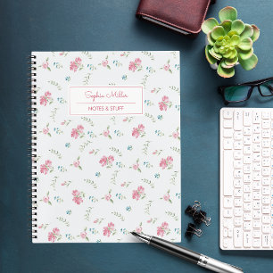 Carnet Aquarelle vintage Roses roses rose Monogramme Votr