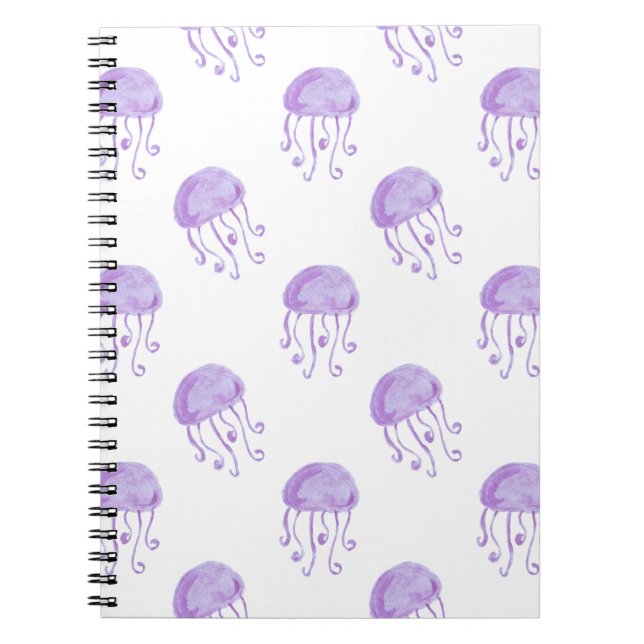 Carnet aquarelle violet méduse conception de plage (Devant)