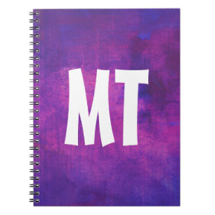 Carnet Aquarelle violette et rose Initiales personnalisée