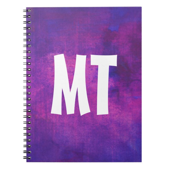 Carnet Aquarelle violette et rose Initiales personnalisée (Devant)
